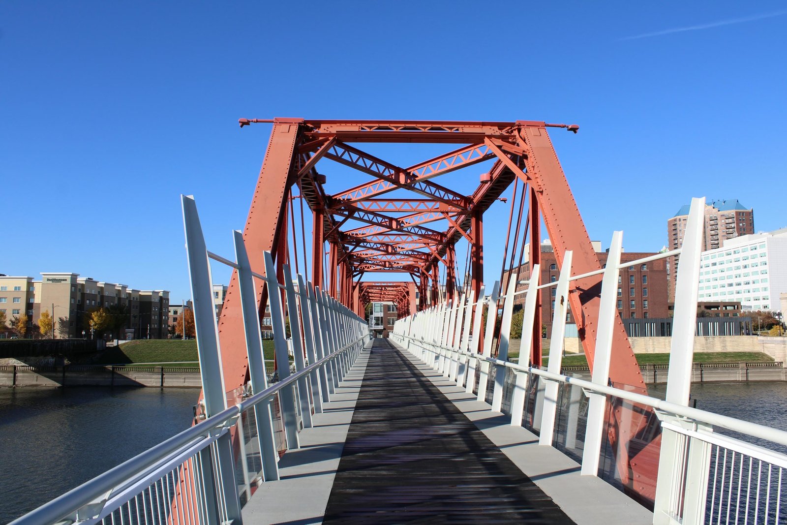Looking west into truss spans